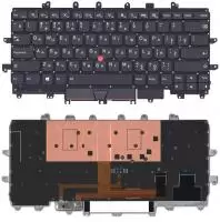 Клавиатура для ноутбука Lenovo ThinkPad X1 Carbon Gen 4 2016, черная без рамки с подсветкой